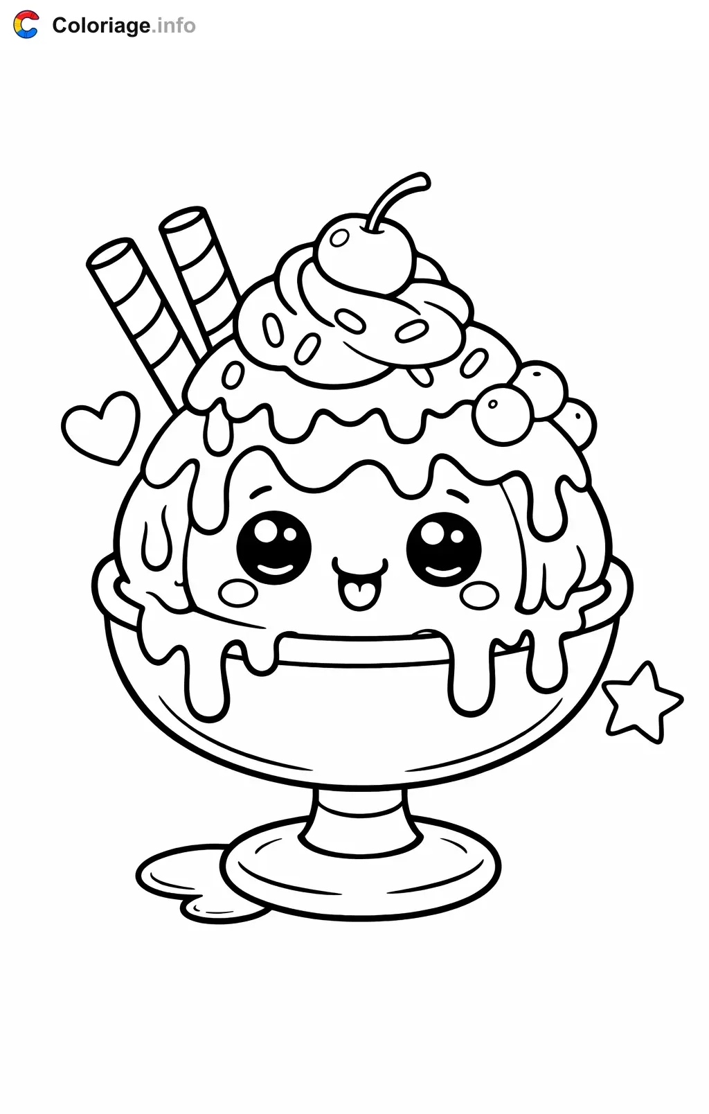 Coloriage Pâtisserie coupe glacée gourmande - Pâtisserie à imprimer