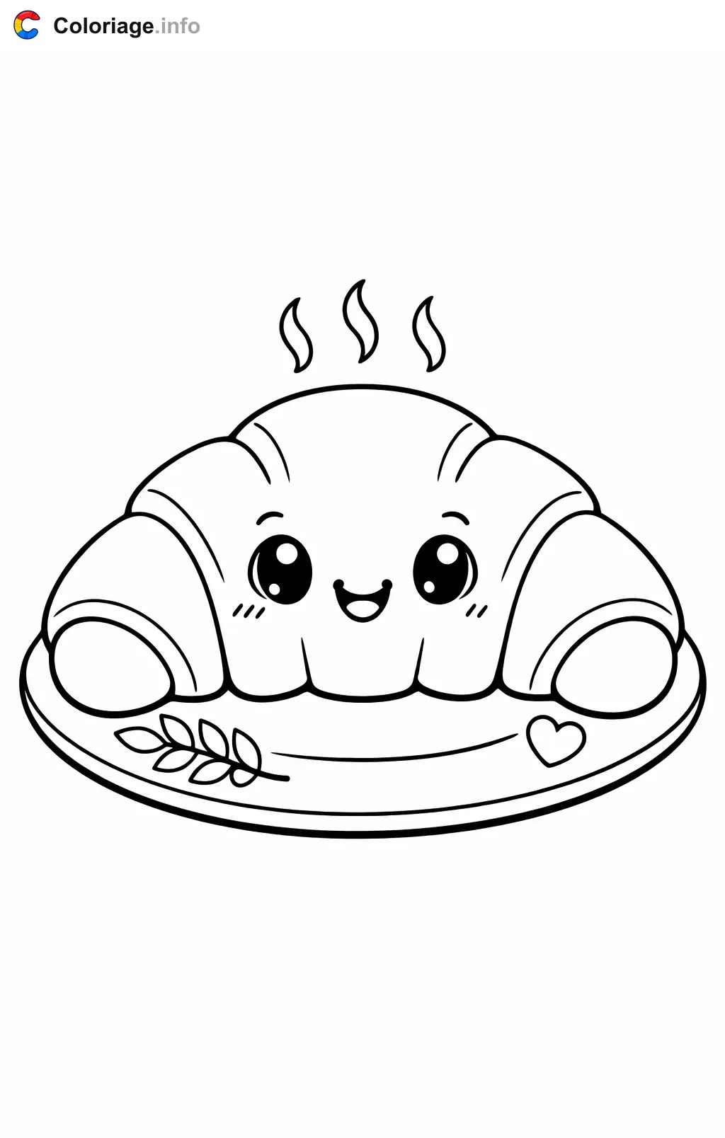 Coloriage Pâtisserie croissant tout chaud - Pâtisserie à imprimer