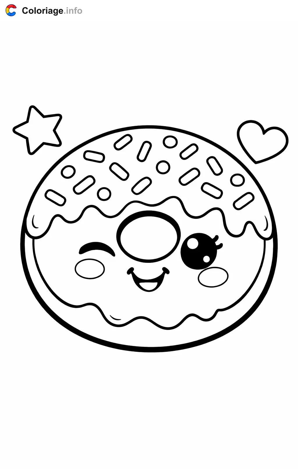 Coloriage Pâtisserie donut glacé rigolo - Pâtisserie à imprimer