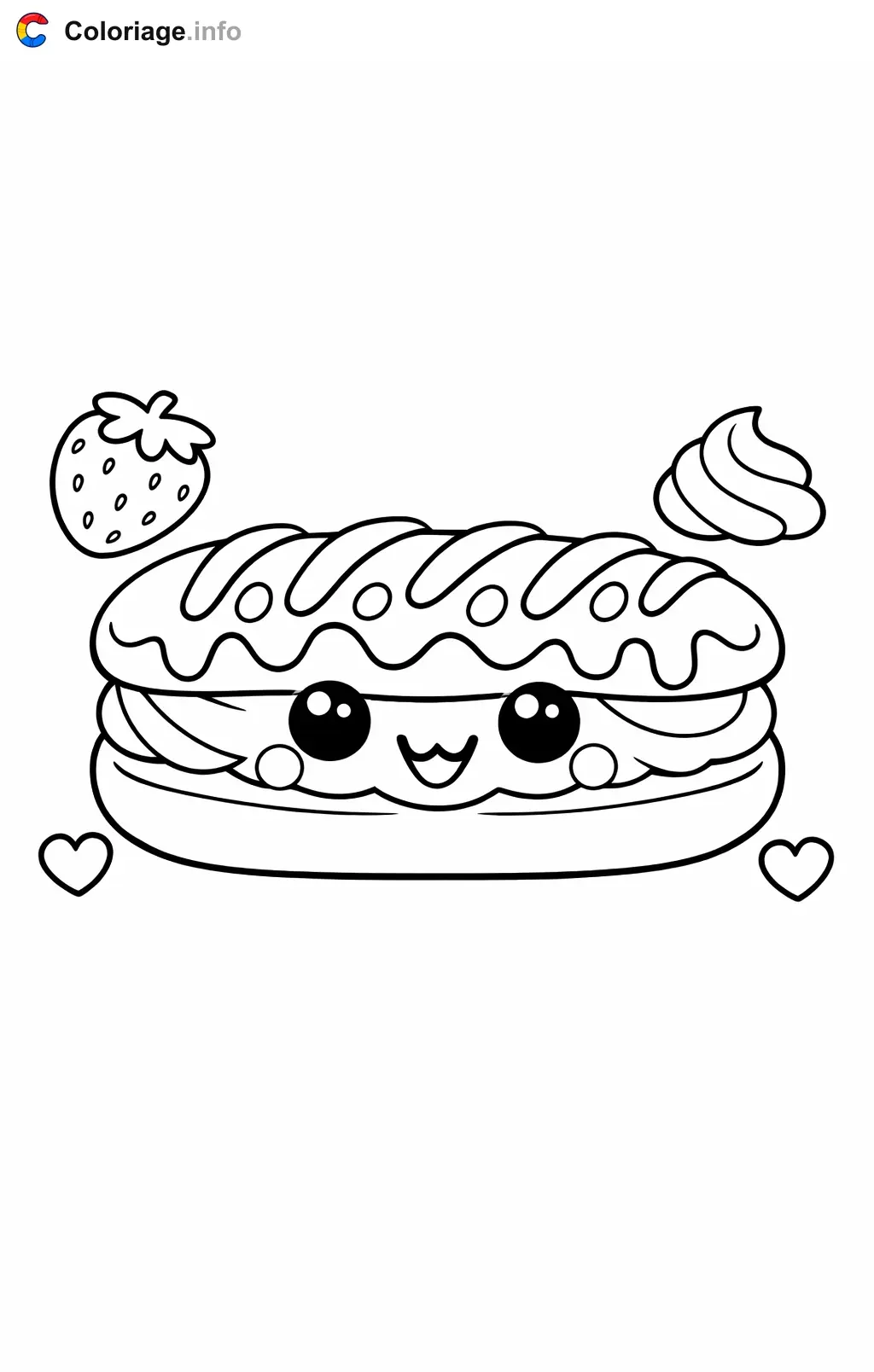 Coloriage Pâtisserie éclair au chocolat - Pâtisserie à imprimer