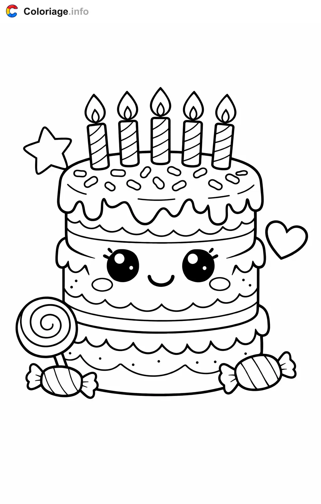 Coloriage Pâtisserie gâteau d'anniversaire à étages - Pâtisserie à imprimer