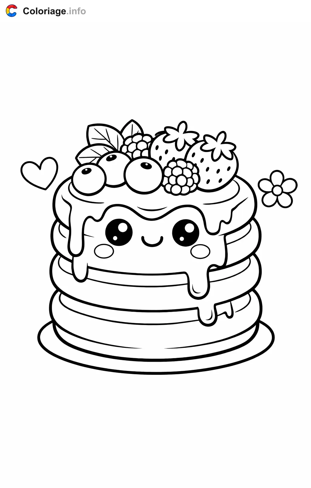 Coloriage Pâtisserie pile de pancakes - Pâtisserie à imprimer