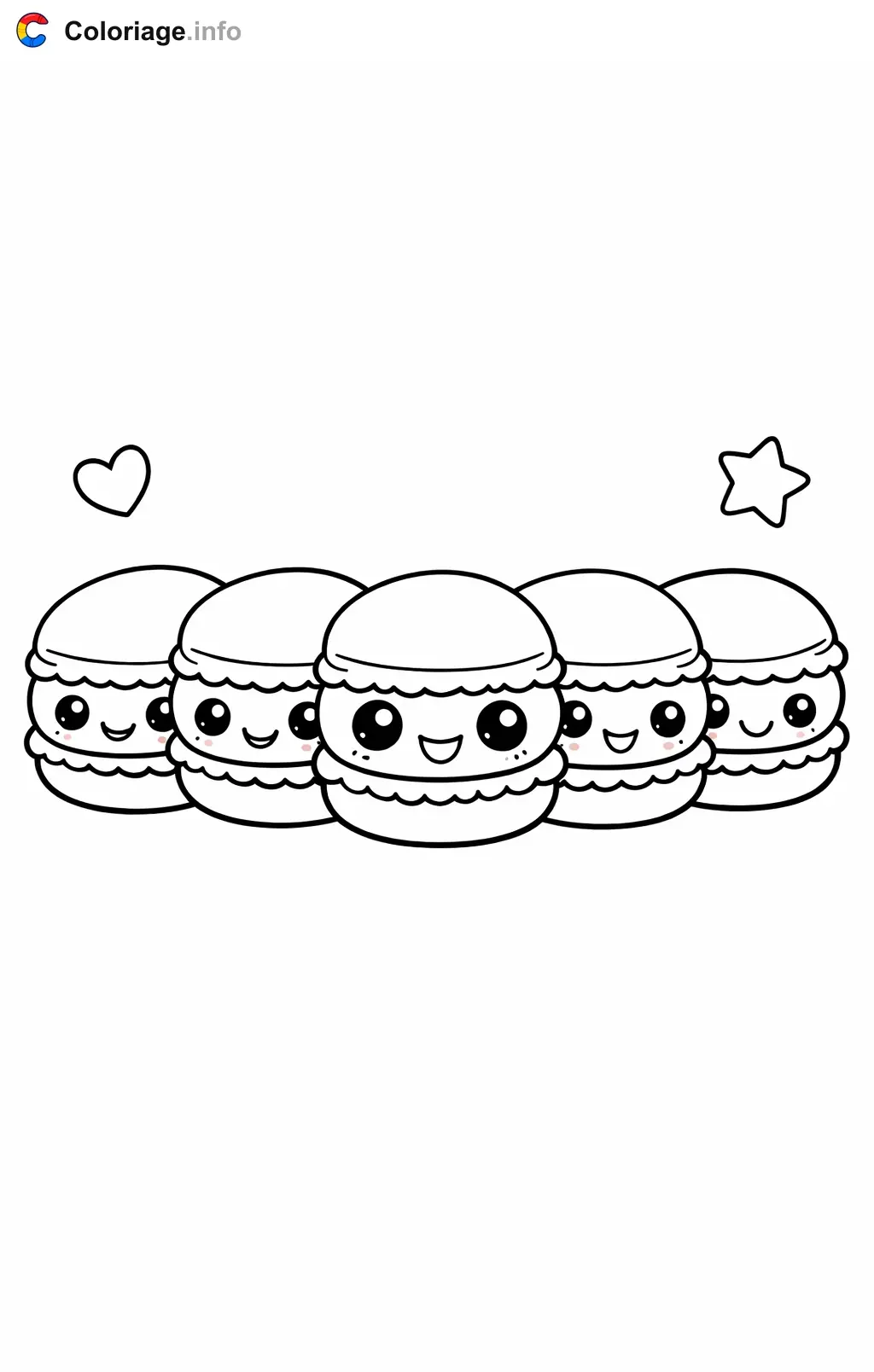 Coloriage Pâtisserie rangée de macarons - Pâtisserie à imprimer