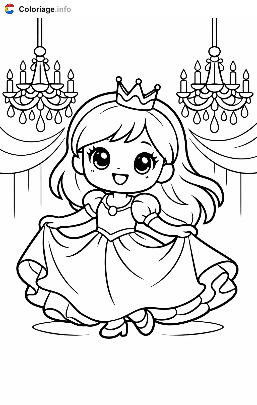 Coloriage Peach au bal royal - Peach à imprimer