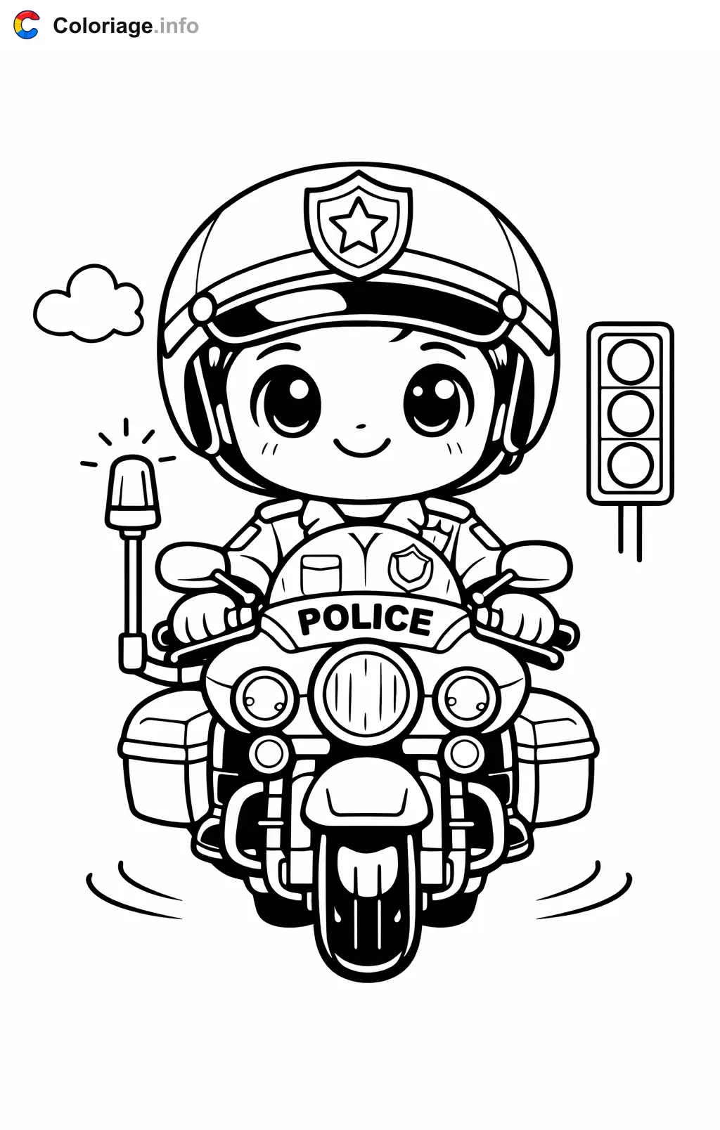 Coloriage Policier à moto - Policier à imprimer