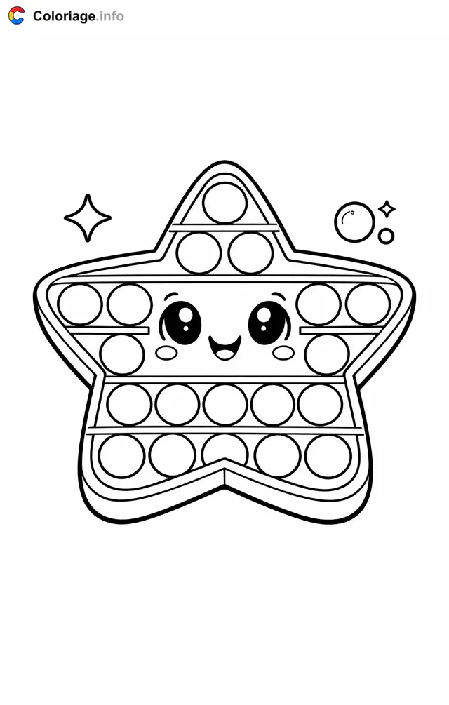Desenho de Pop It em Forma de Estrela para colorir