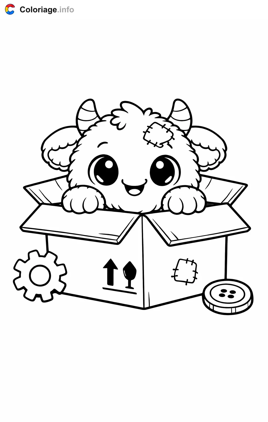 Coloriage Poppy playtime cache dans un carton de jouets - Poppy playtime à imprimer