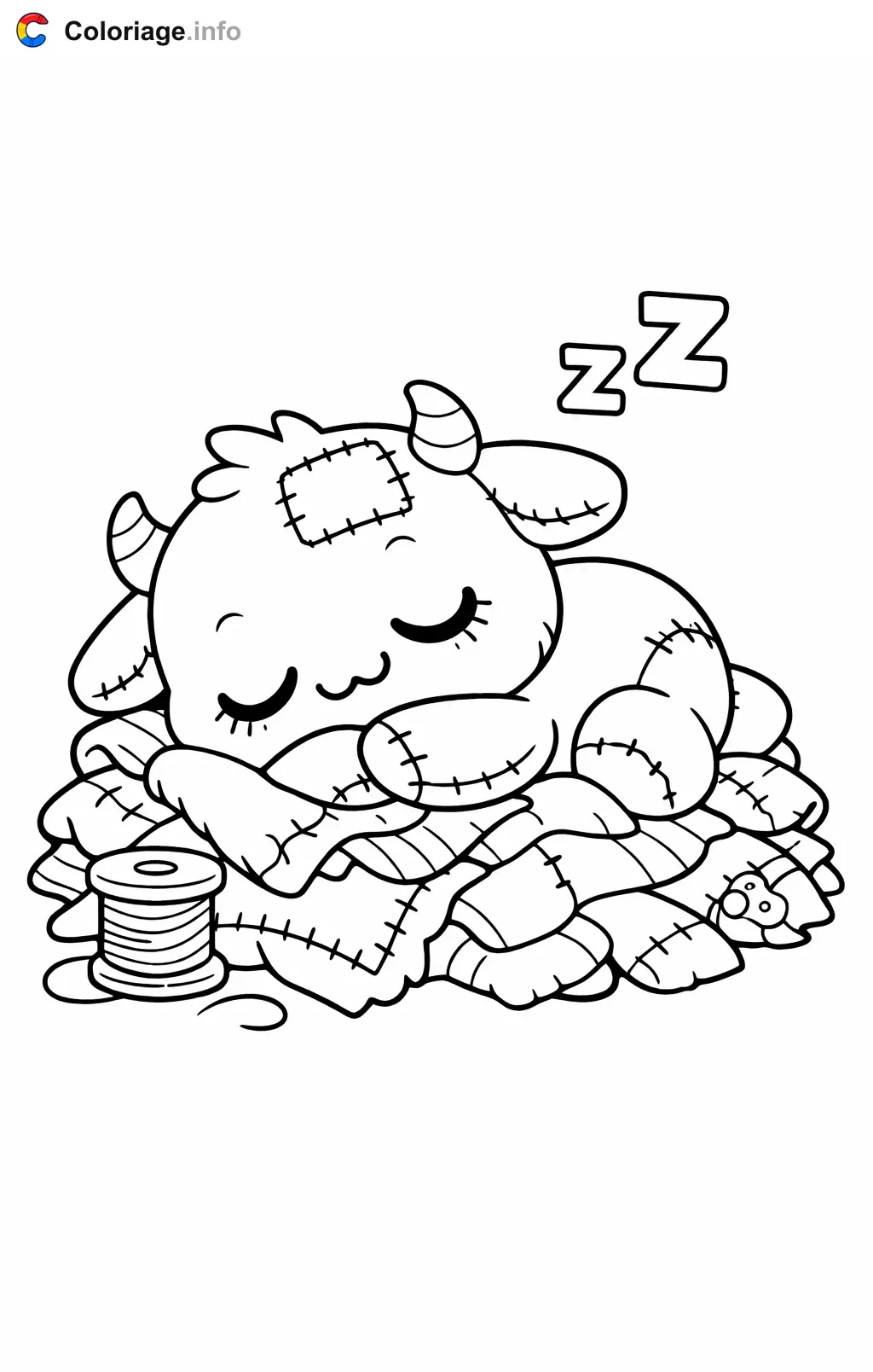 Coloriage Poppy playtime qui fait la sieste sur les tissus - Poppy playtime à imprimer