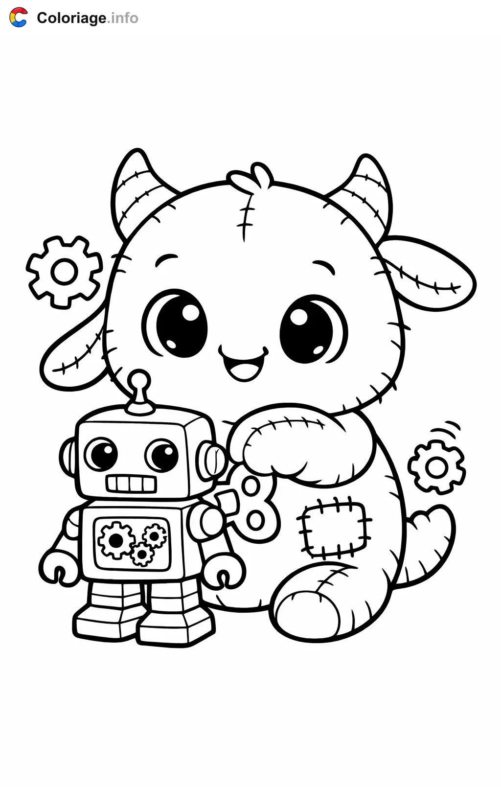 Coloriage Poppy playtime qui remonte un robot en fer - Poppy playtime à imprimer