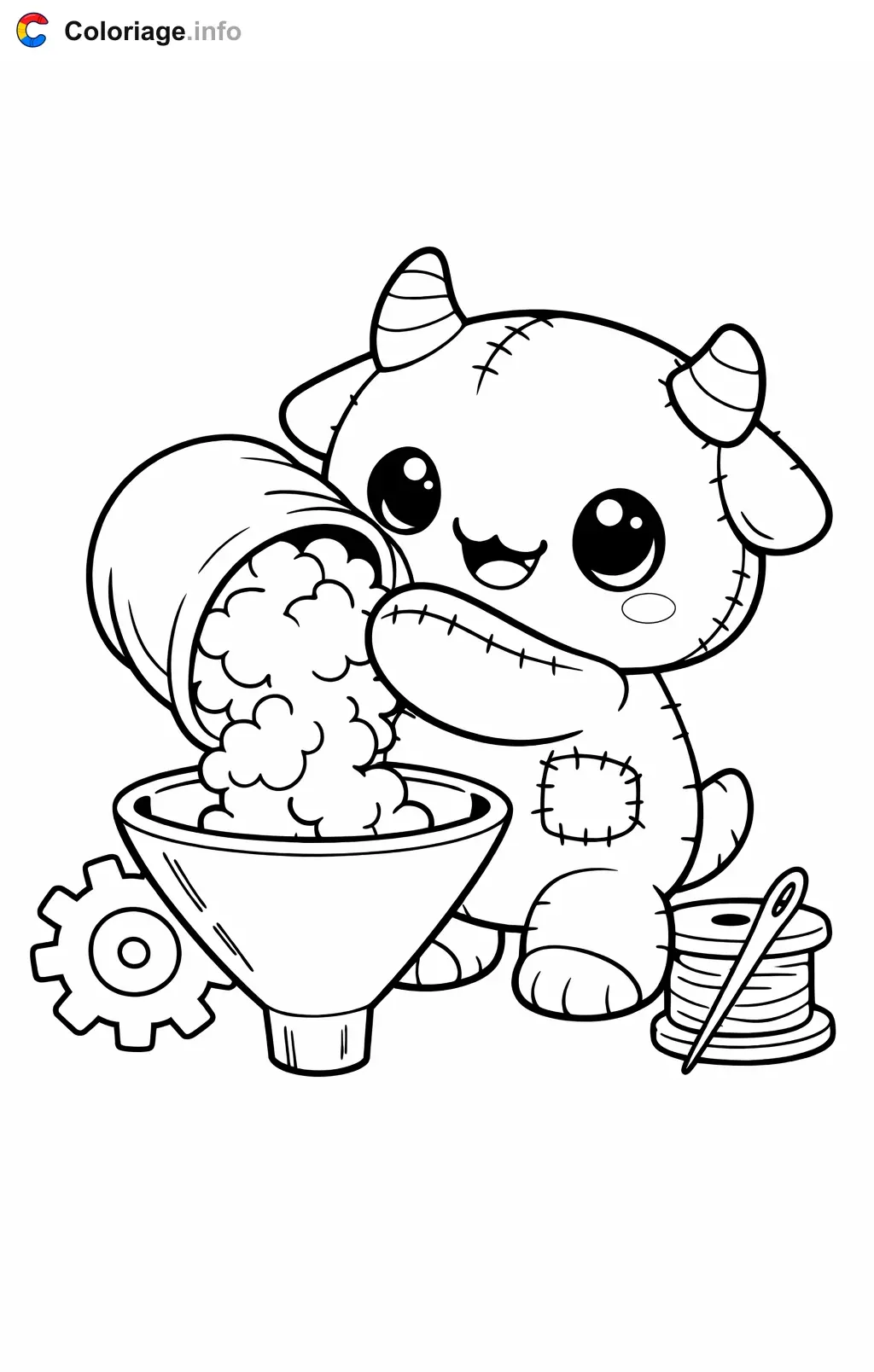 Coloriage Poppy playtime qui remplit les peluches de ouate - Poppy playtime à imprimer