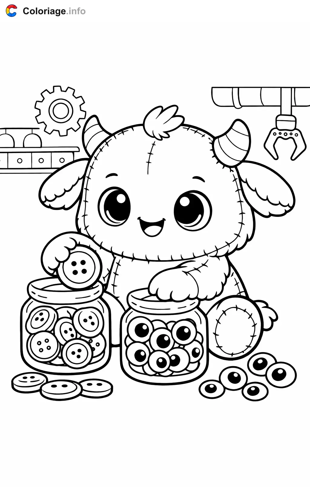 Coloriage Poppy playtime qui trie les yeux et boutons - Poppy playtime à imprimer
