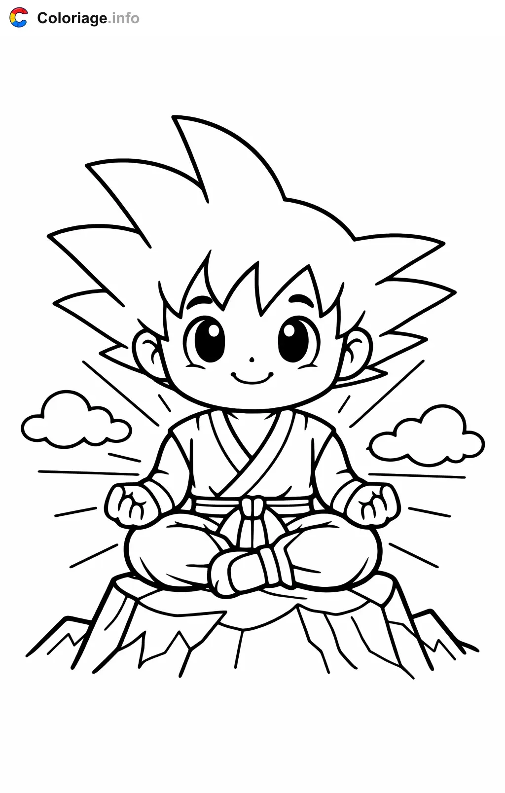 Ausmalbild Sangoku meditiert auf dem Berg zum Ausdrucken