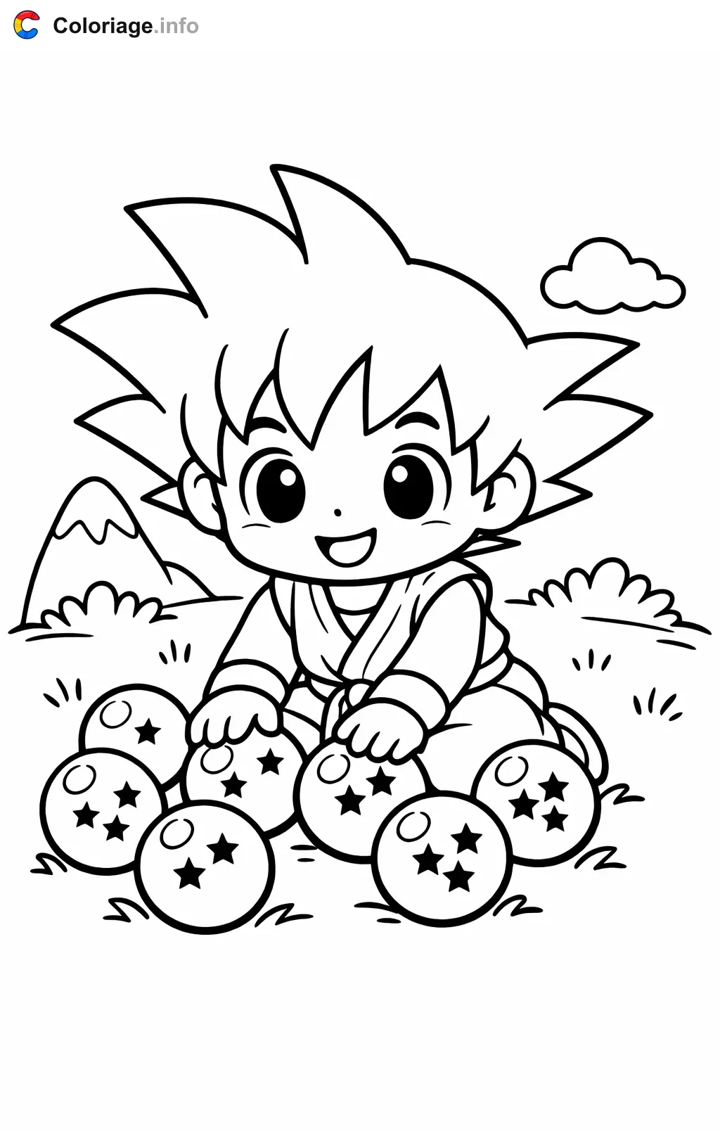 Ausmalbild Sangoku sammelt die magischen Kugeln zum Ausdrucken