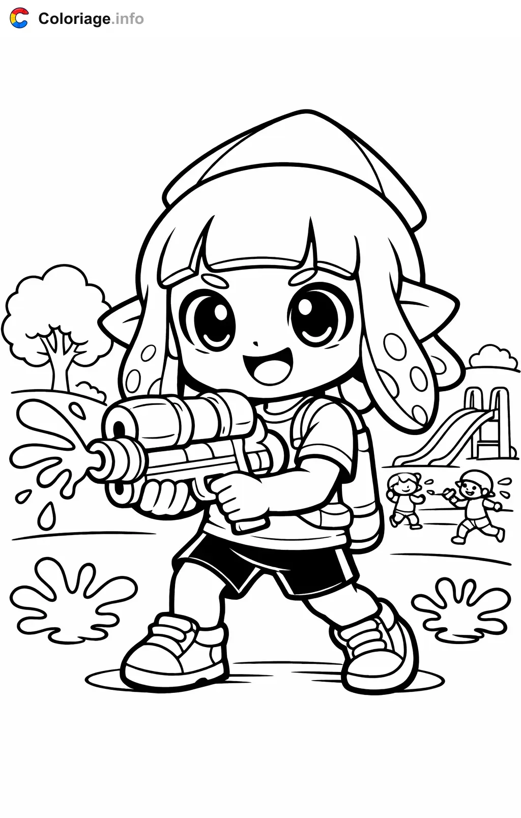 Coloriage Splatoon qui joue à la bataille - Splatoon à imprimer