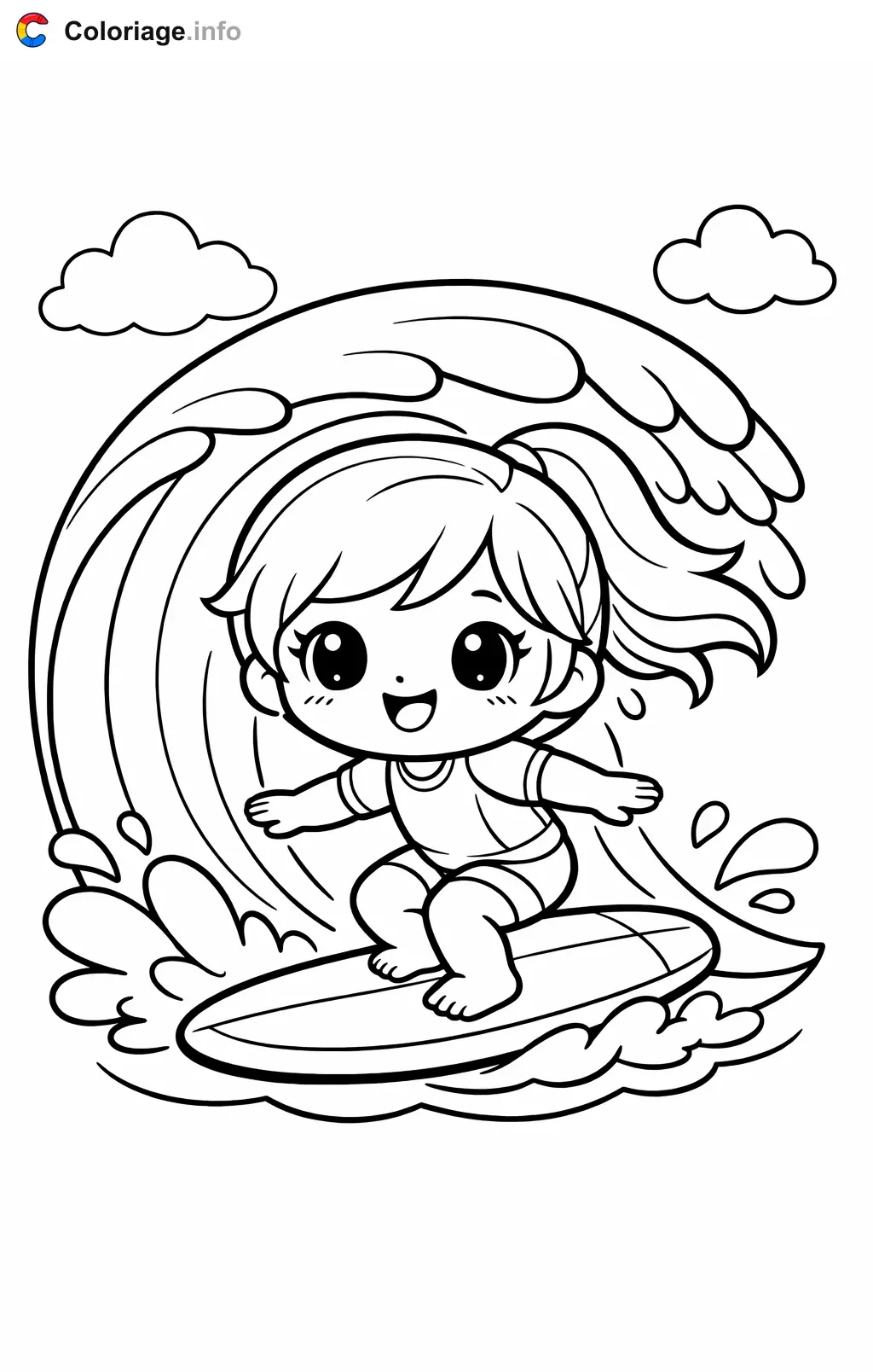 Coloriage Surf dans le tube - Surf à imprimer