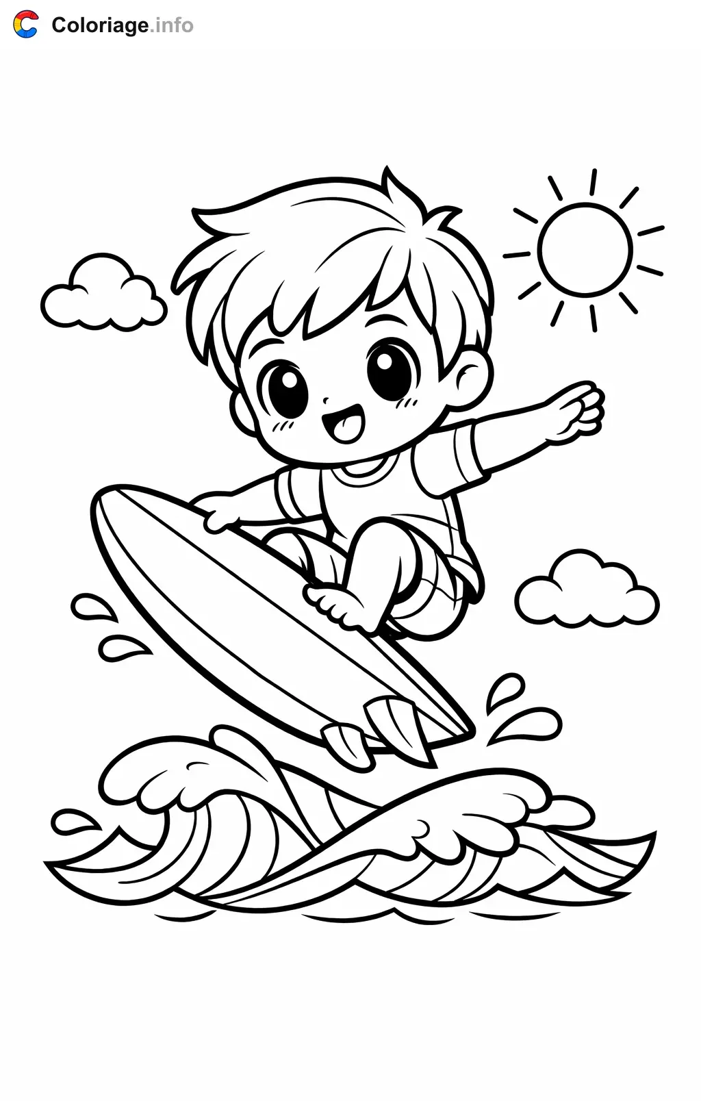 Coloriage Surf qui fait un saut - Surf à imprimer