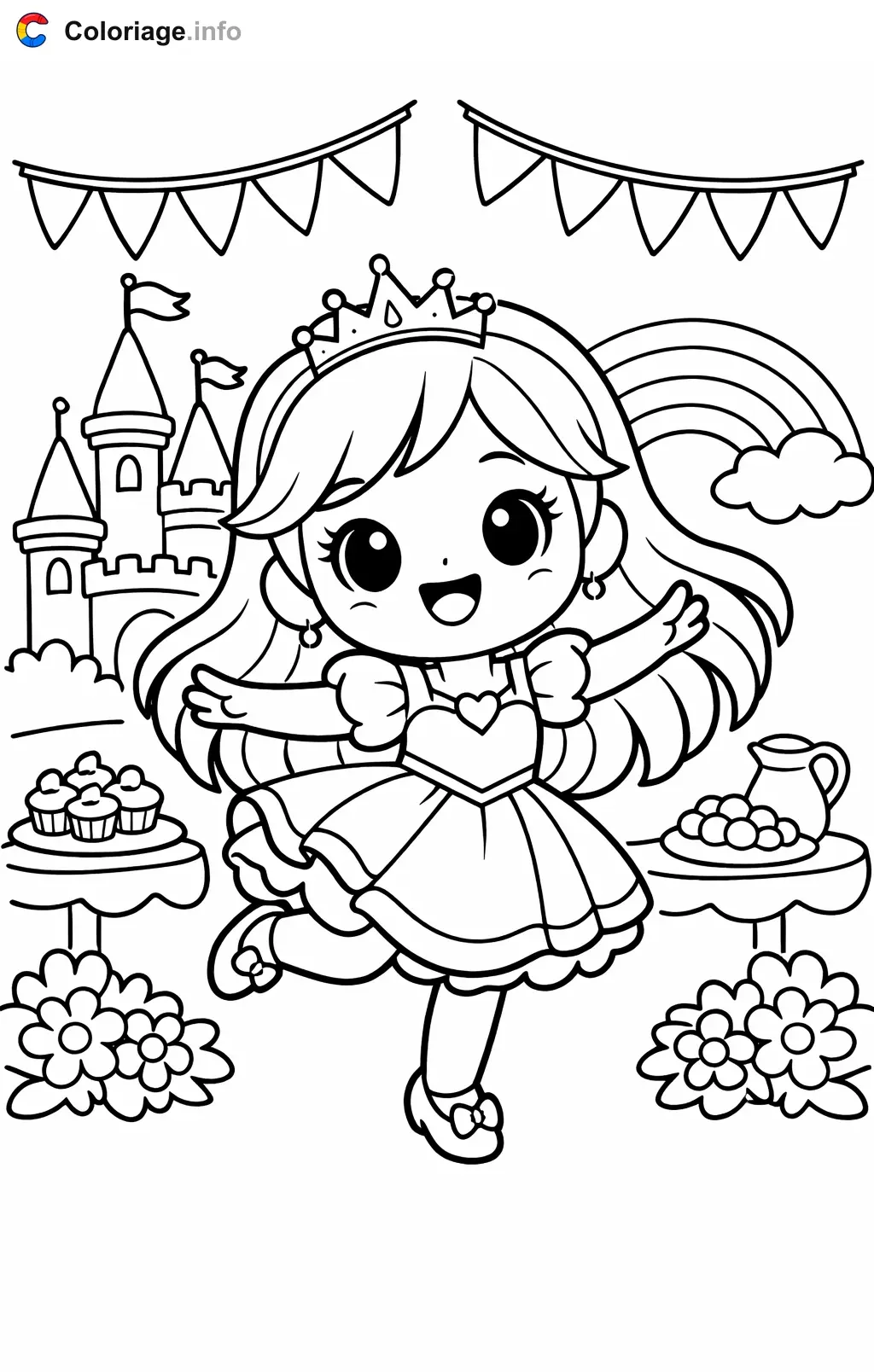 Coloriage Talia et le royaume arc-en-ciel qui danse à la fête - Talia et le royaume arc-en-ciel à imprimer