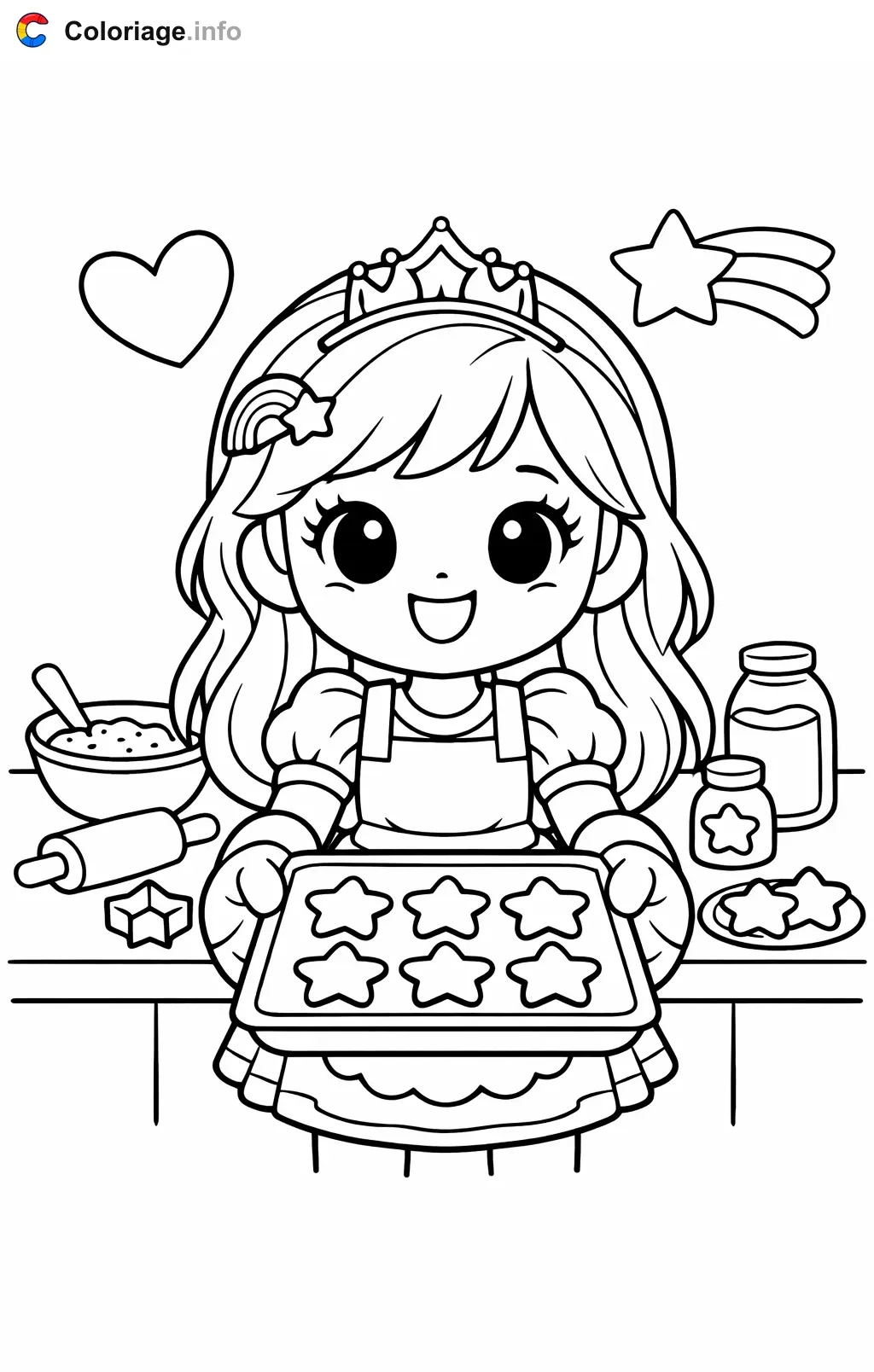 Coloriage Talia et le royaume arc-en-ciel qui prépare des biscuits étoilés - Talia et le royaume arc-en-ciel à imprimer