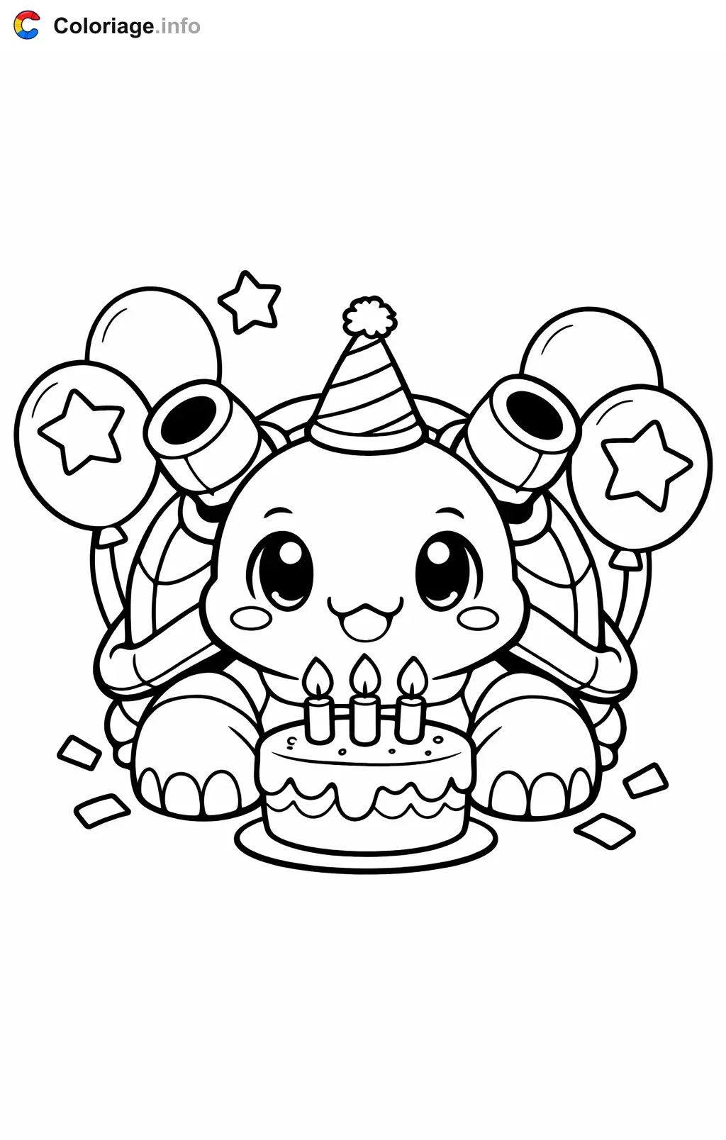 Coloriage Tortank a une fete d'anniversaire - Tortank à imprimer