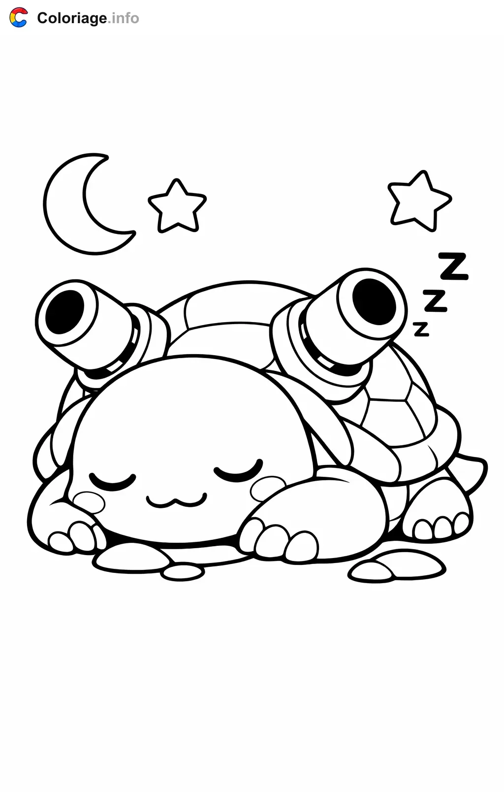 Coloriage Tortank qui dort sous les etoiles - Tortank à imprimer