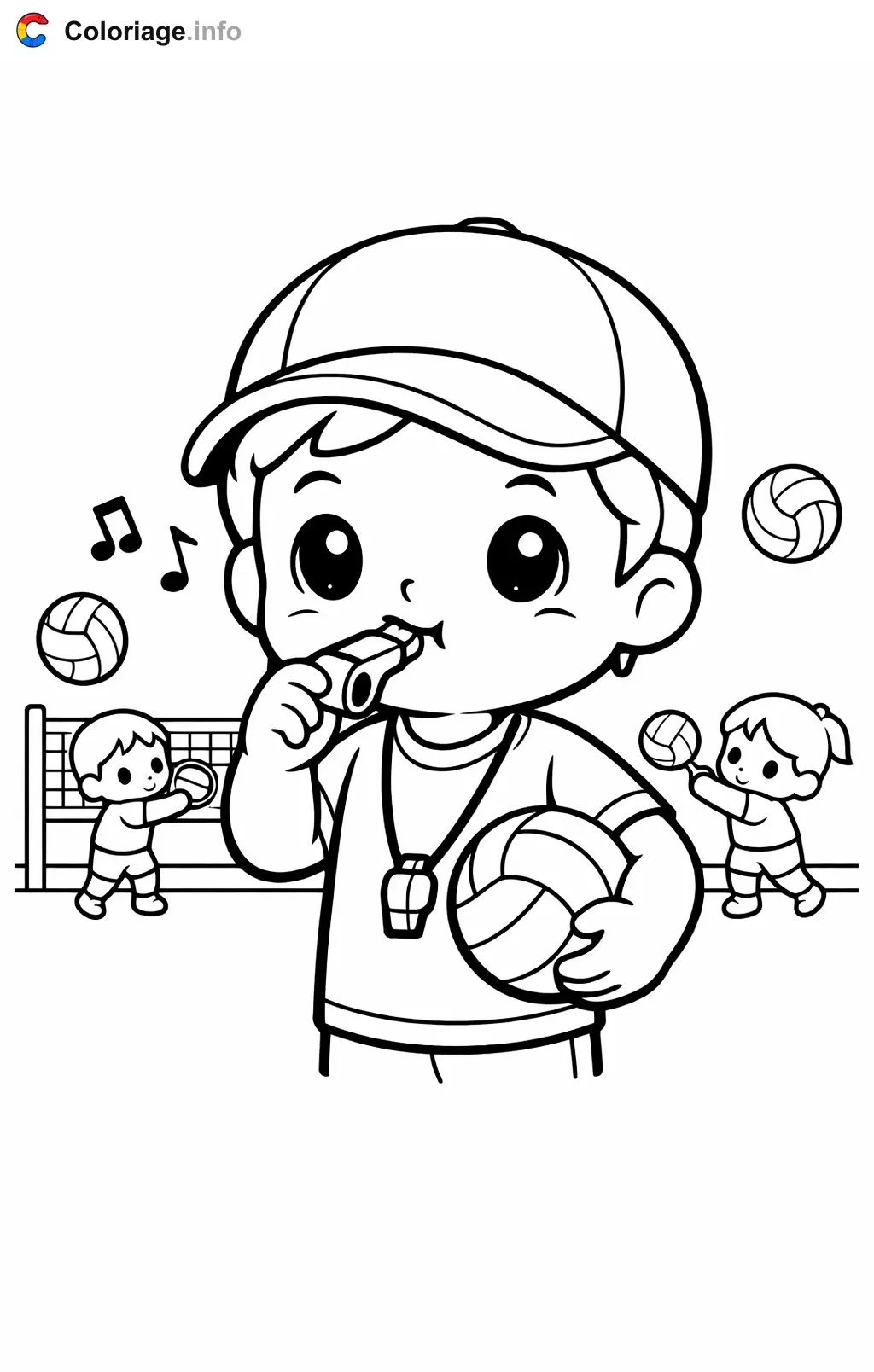 Coloriage Volley à l'entraînement - Volley à imprimer