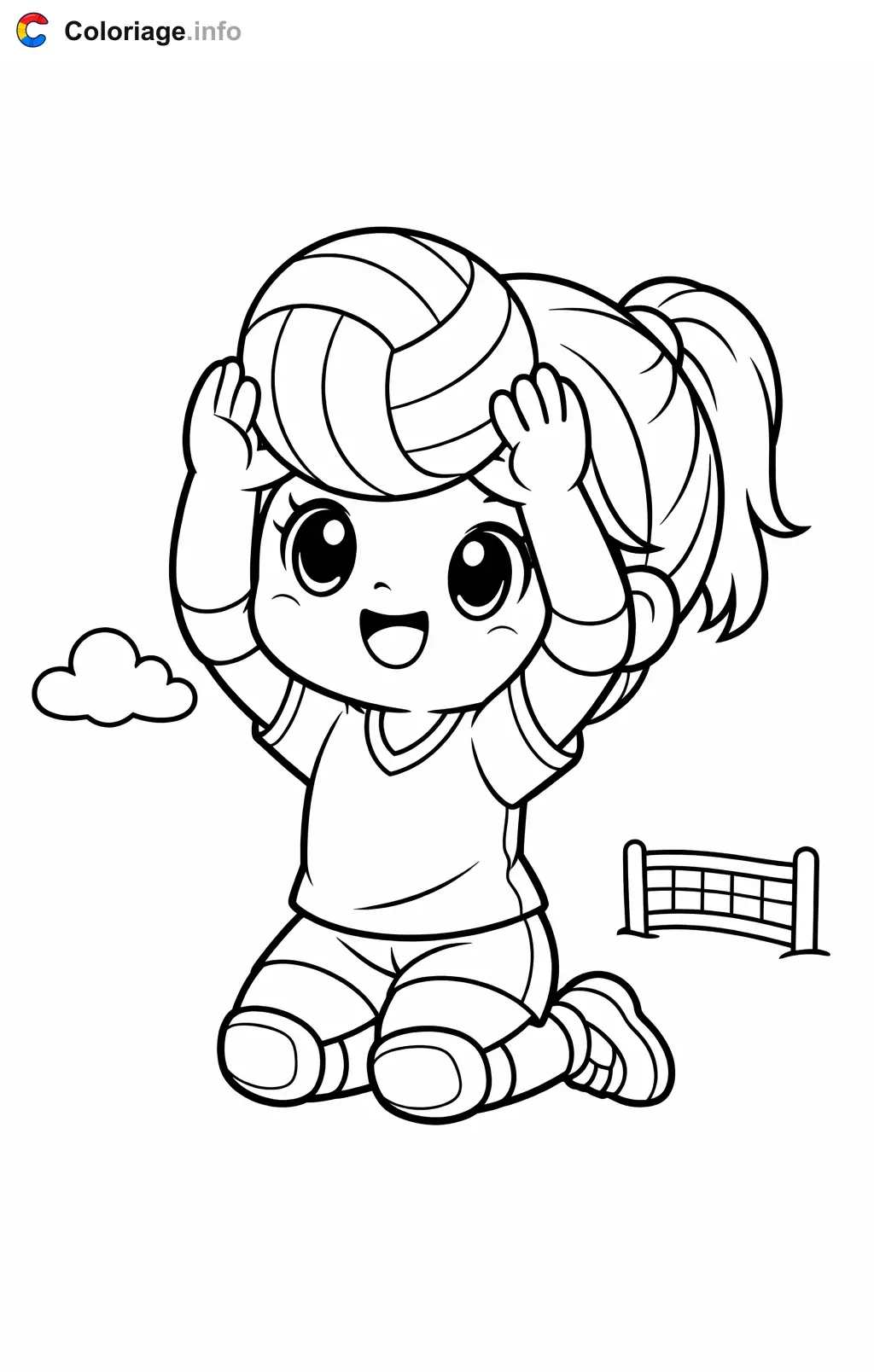 Coloriage Volley à la passe - Volley à imprimer