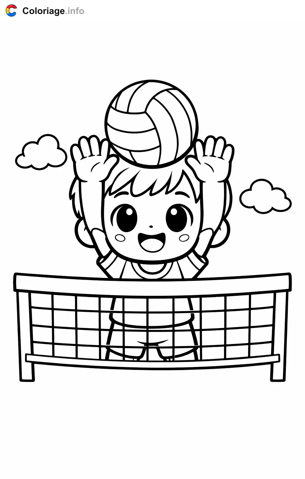 Coloriage Volley au contre - Volley à imprimer