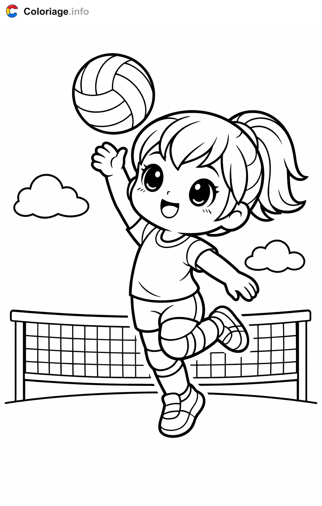 Coloriage Volley au service - Volley à imprimer