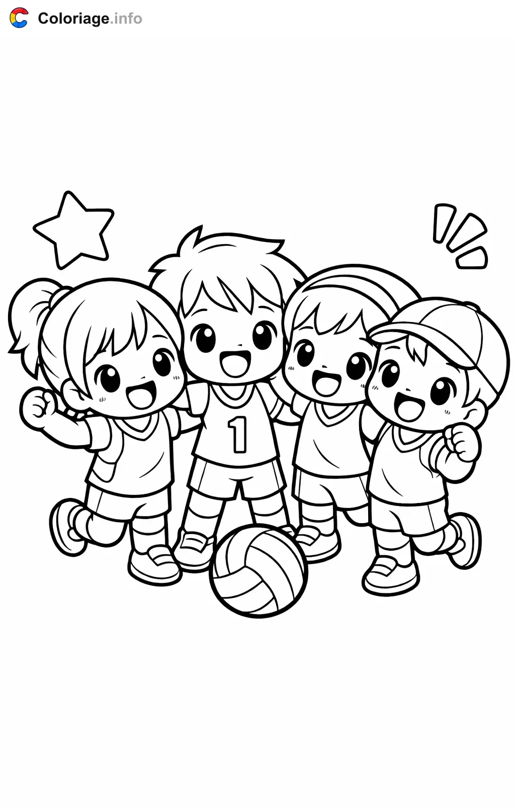 Coloriage Volley qui fête un point - Volley à imprimer