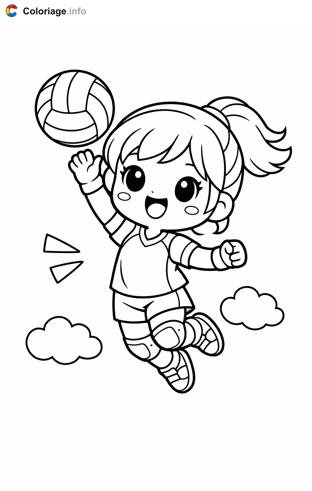 Coloriage Volley qui smashe le ballon - Volley à imprimer
