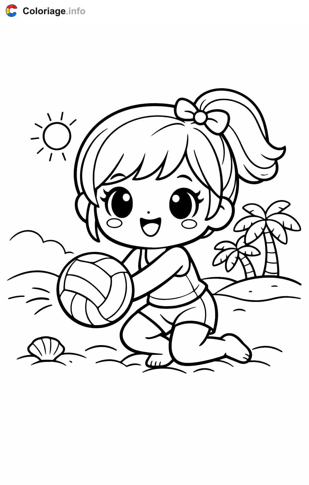 Coloriage Volley sur la plage - Volley à imprimer