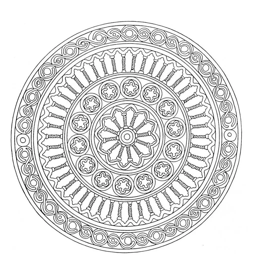 Coloriage Mandala géométrique pour adulte aux motifs floraux - Mandala à imprimer