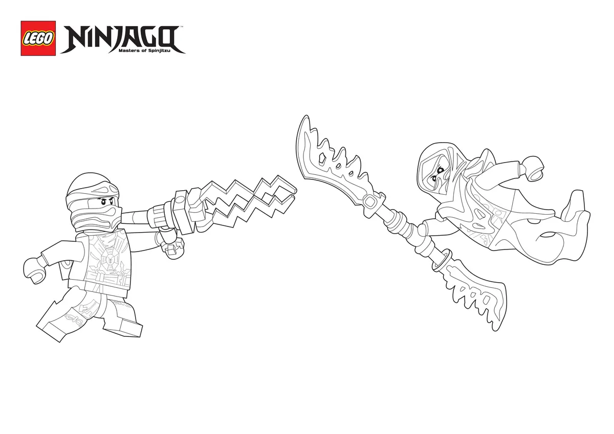 Coloriage Combat Entre Ninjagos - Ninjago à imprimer