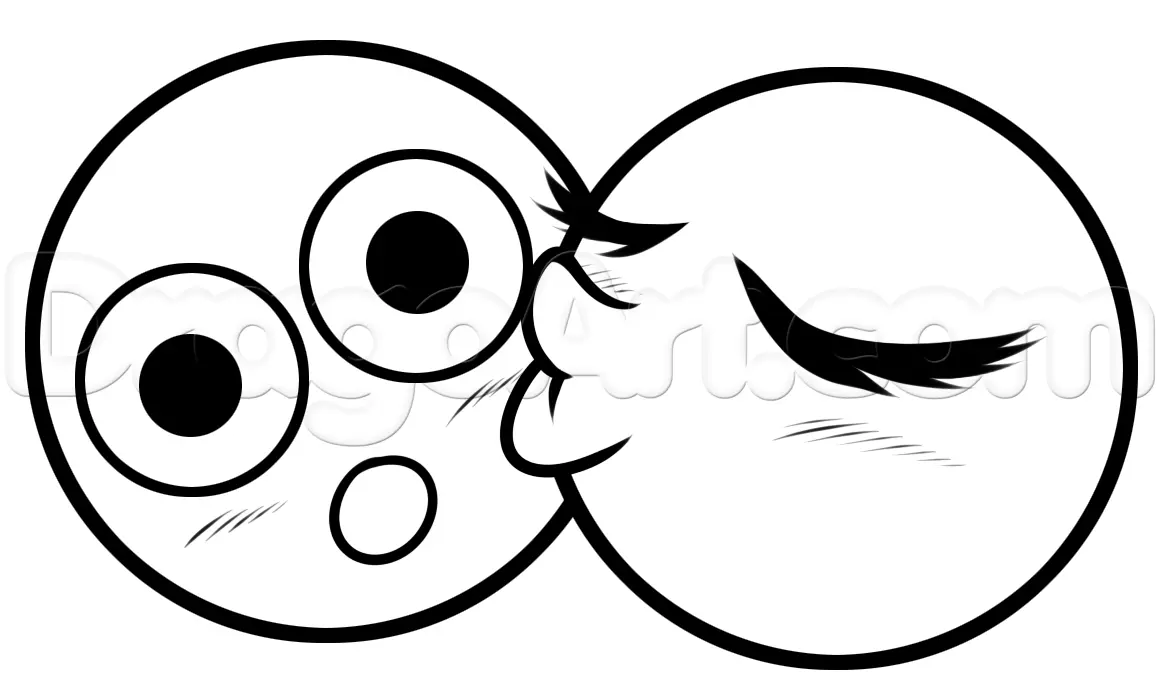 Disegno di Come Disegnare la Kissing Emoji Passo dopo Passo da stampare
