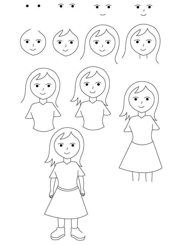 Coloriage Comment Dessiner Une Fille - Comment dessiner à imprimer