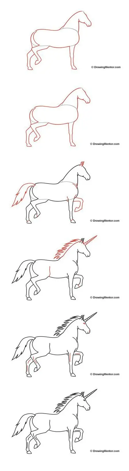 Ausmalbild Einhorn einfach zeichnen – Schritt-für-Schritt Ausmalbild zum Ausdrucken