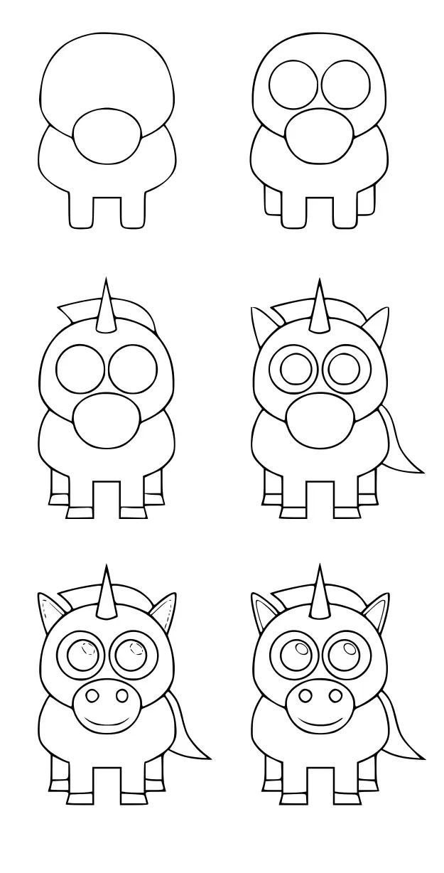 Coloriage Comment Dessiner Une Licorne Kawaii - Licorne à imprimer