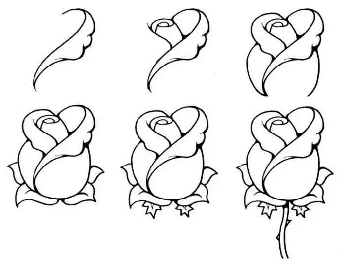 Coloriage Comment Dessiner Une Rose Dessin Facile - Dessin facile à imprimer