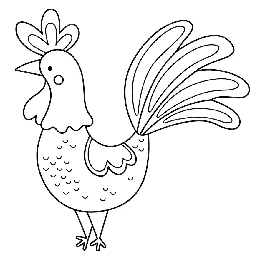 Coloriage Coq Dessin Anime Style Enfants - Poule à imprimer
