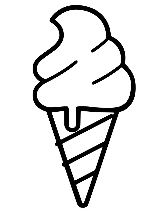 Coloriage Cornet De Glace Simple - Glace à imprimer