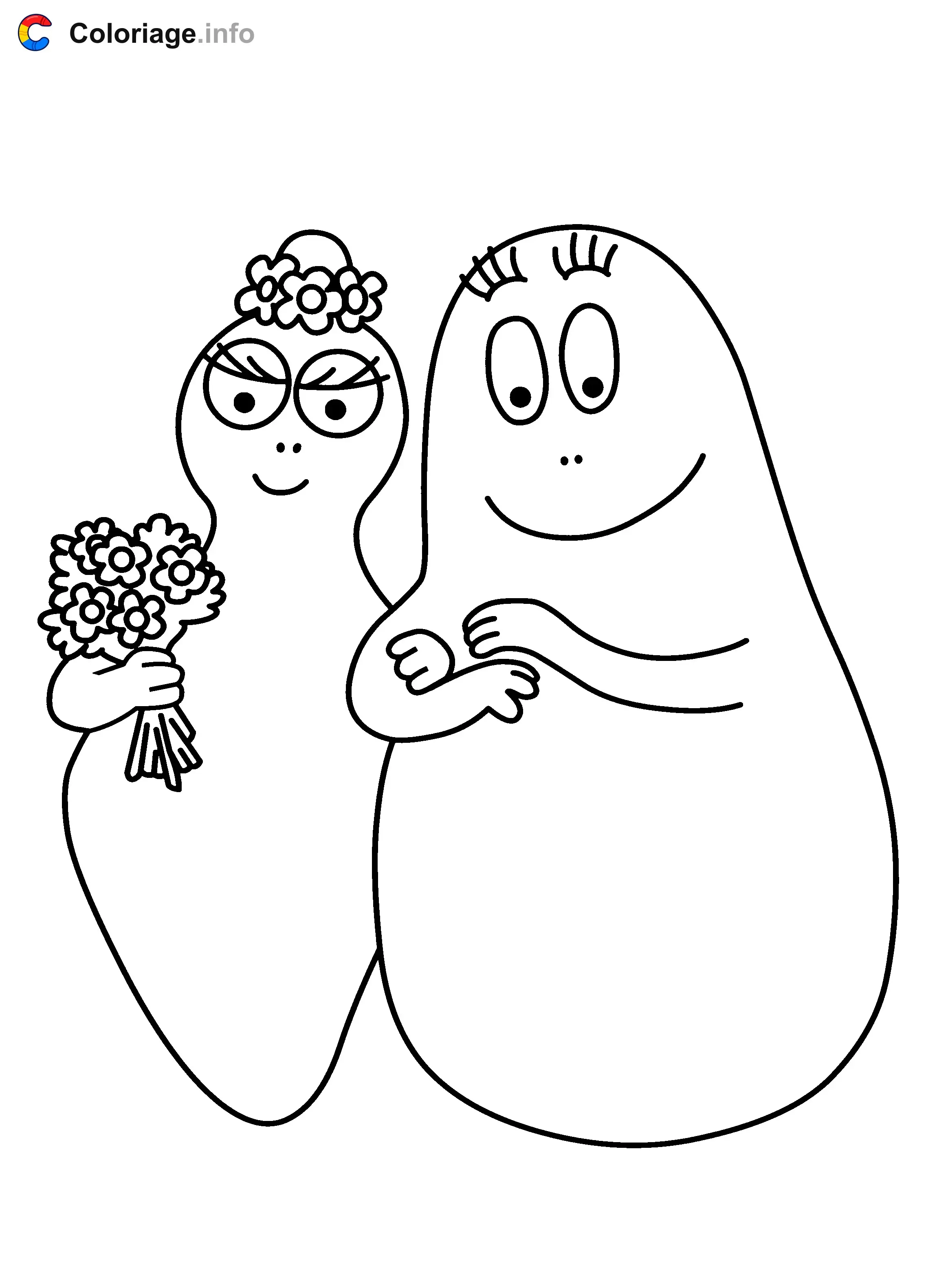 Barbapapa Wedding coloring page to print