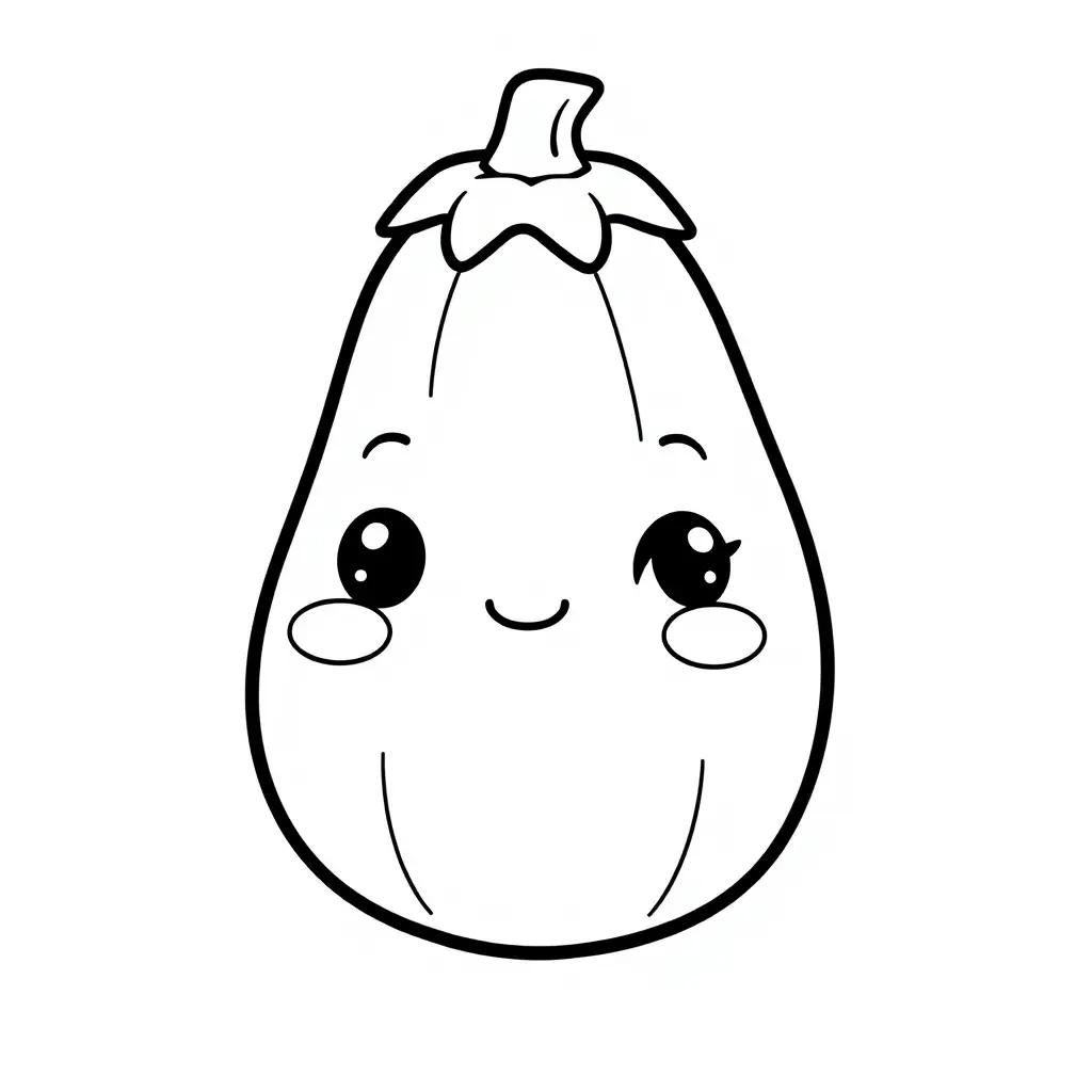 Coloriage Courgette Zucchini Légumes Kawaii - Legumes à imprimer