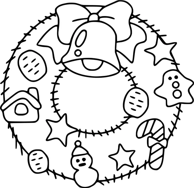Coloriage Couronne Gurilande De Noël Facile Pour Maternelle - Noël maternelle à imprimer