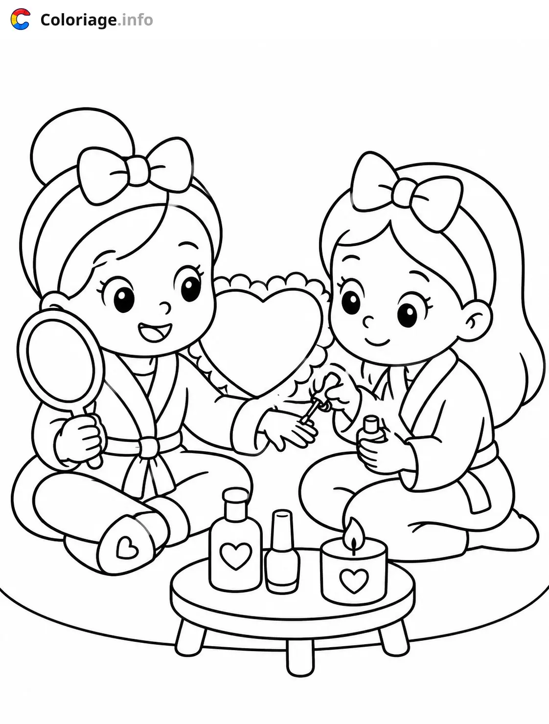 Coloriage Cozy Girl Deux filles avec maquillage et bijoux - Cozy à imprimer