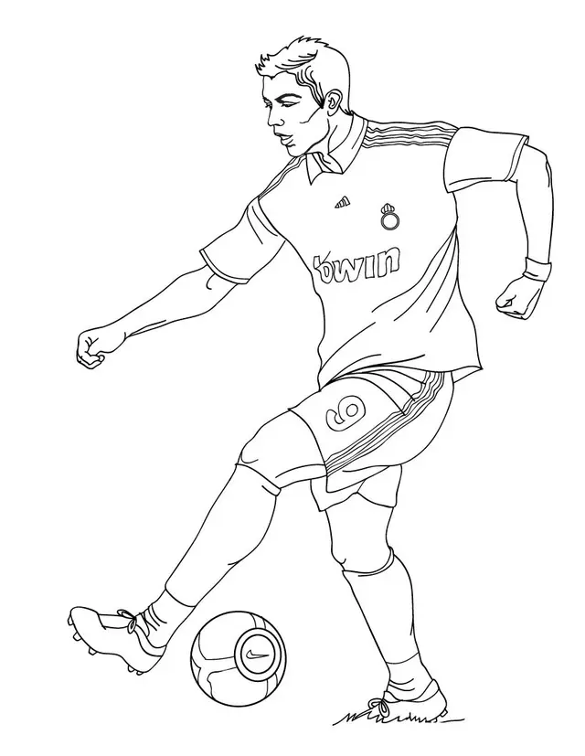 Coloriage Cr7 Joueur De Football Ronaldo Cristiano 7 Real Hala Madrid - Foot à imprimer