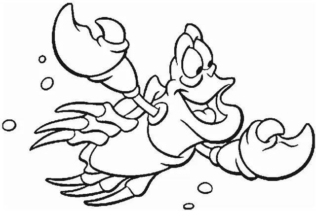 Coloriage Crabe De La Petite Sirène - Crabe à imprimer