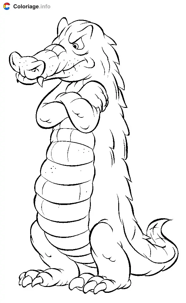 Crocodile with Crossed Arms coloring page to print