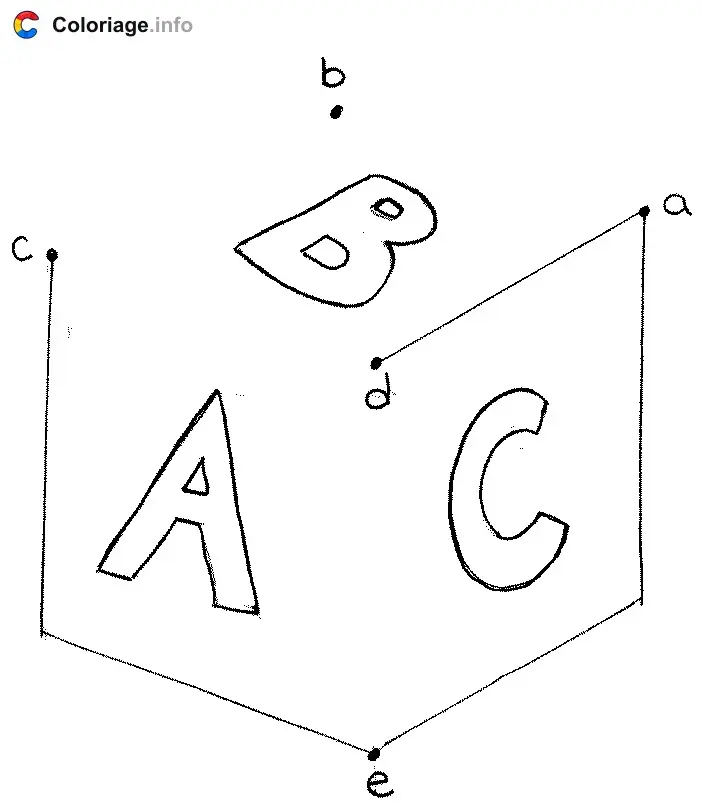 Coloriage Cube ABC - Points a relier à imprimer