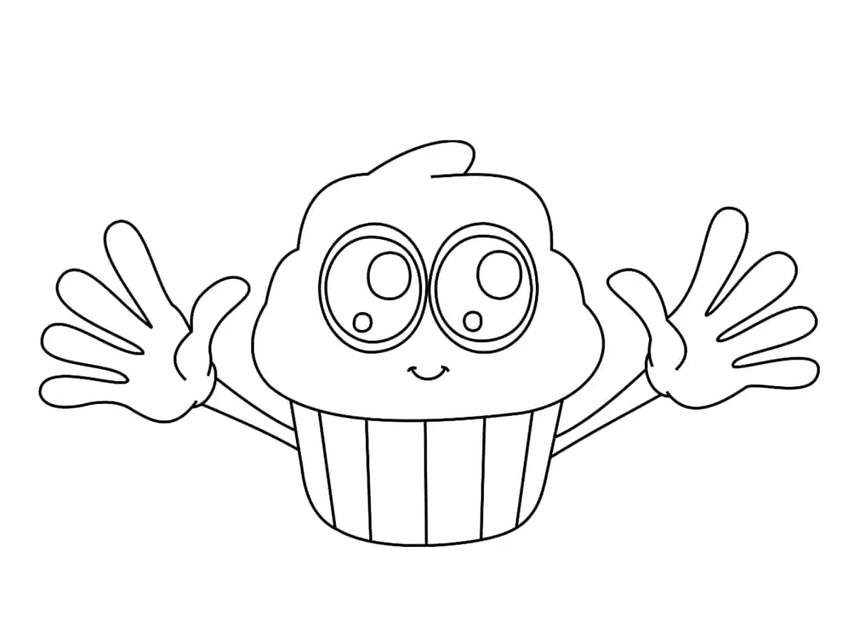 Kleurplaat Kawaii Cupcake om te printen