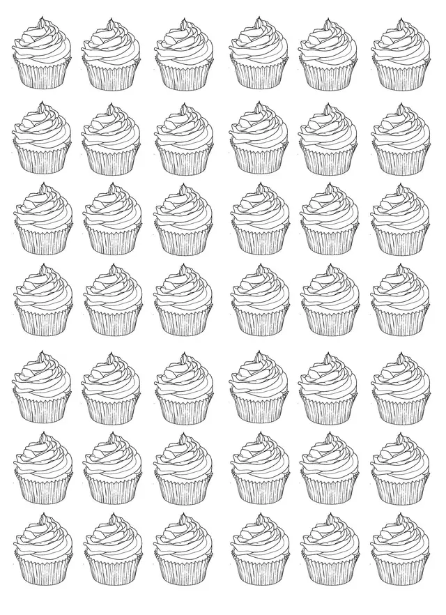 Coloriage Cupcakes Adulte Warhol Difficile - Cupcake à imprimer